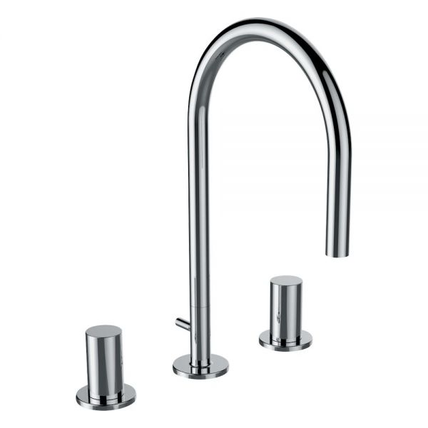 Kartell by Laufen Waschtisch-3-Loch-Armatur mit Ablaufventil, chrom H3123330042211