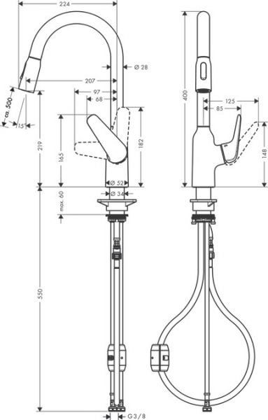 Hansgrohe Einhebel-Küchenmischer 220 mit Ausziehbrause