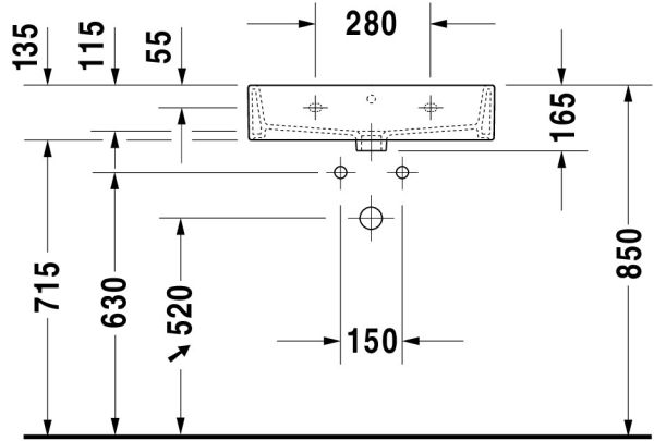 Duravit Vero Air Waschtisch rechteckig 60x47cm, mit Überlauf, ohne Hahnloch, weiß 2350600028