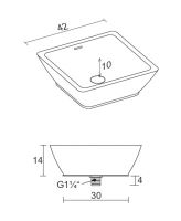 Vorschau: RIHO Solid Surface Avella Waschtisch eckig 42x42cm, weiß matt