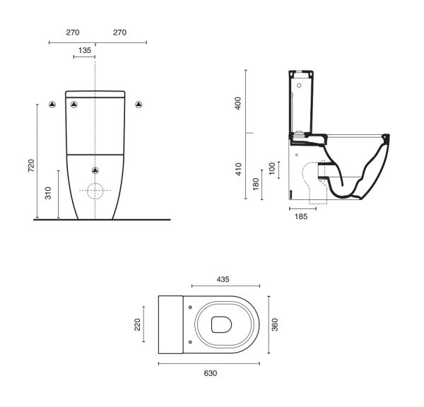 Catalano Sfera Stand-WC Kombi 63x35cm, Tiefspüler, inkl. Spülkasten, weiß CATAglaze+ MPSFRSET