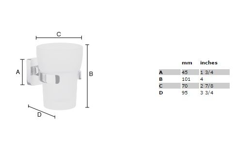 Smedbo Ice Zahnputzbecherhalter mit satiniertem Glas, chrom