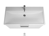Vorschau: Burgbad Eqio Badmöbel-Set 103cm, Spiegelschrank, Keramik-Waschtisch und WT-Unterschrank, weiß hochglanz, Griff schwarz matt SFAN103F2009C0001G0200 4