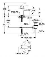 Vorschau: Grohe Eurostyle Cosmopolitan Einhand-Bidetbatterie mit Ablaufgarnitur, S-Size, chrom