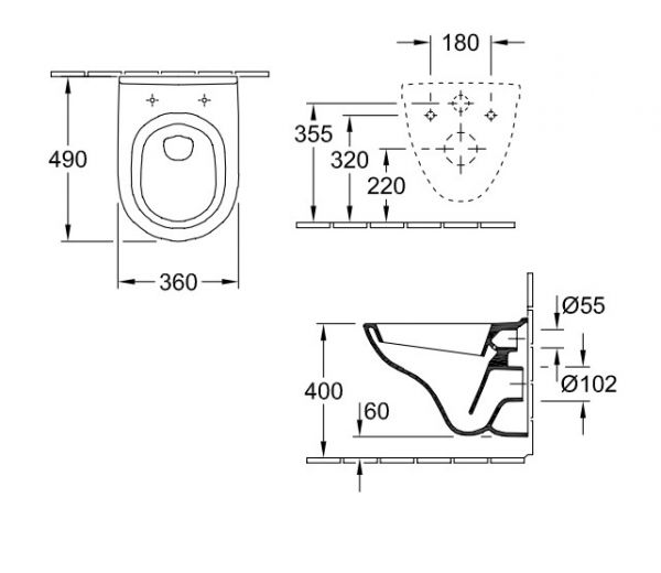 Villeroy&Boch O.Novo Wand-WC, WC-Sitz mit QuickRelase und SoftClosing Funktion, Combi-Pack, weiß 5688H101_2