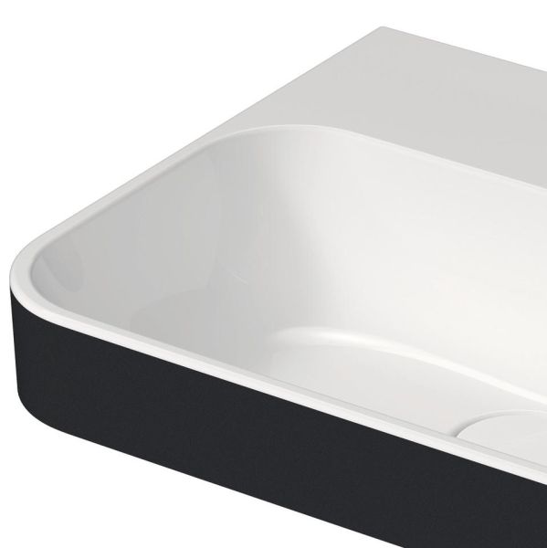 Duravit Happy D.2 Plus Aufsatzbecken 60x46cm, ohne Hahnloch, WonderGliss, weiß/anthrazit matt
