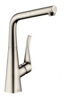 Hansgrohe Metris M71 Einhebel-Küchenmischer 320 mit Ausziehauslauf, edelstahl finish