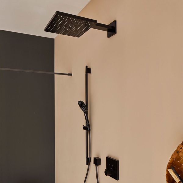 hansgrohe Raindance E Duschkopf 300 1jet mit Brausearm, EcoSmart, schwarz matt