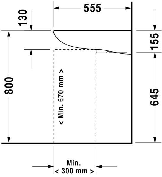 Duravit D-Code Waschtisch rechteckig 60x55,5cm, mit Hahnloch, ohne Überlauf, weiß 2313600000