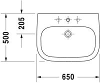 Vorschau: Duravit D-Code Waschtisch rechteckig 65x5cm, mit Überlauf, ohne Wondergliss, weiß 2310650000