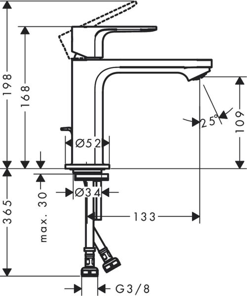 Hansgrohe Rebris E Einhebel-Waschtischarmatur 110 CoolStart m. Zugstangen-Ablaufgarni., schwarz matt 72559670