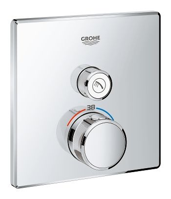 Grohe Grohtherm SmartControl Thermostat mit einem Absperrventil, Fertigmontageset eckig, chrom 29123000