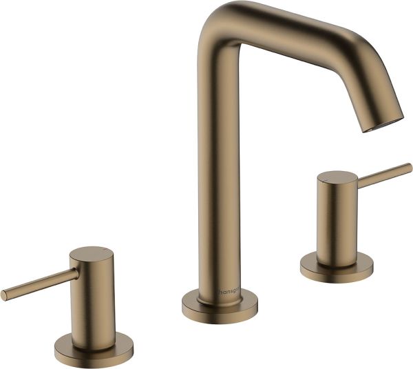 Hansgrohe Tecturis S 3-Loch Waschtischarmatur 150 mit Push-Open Ablaufgarnitur, brushed bronze, 73330140