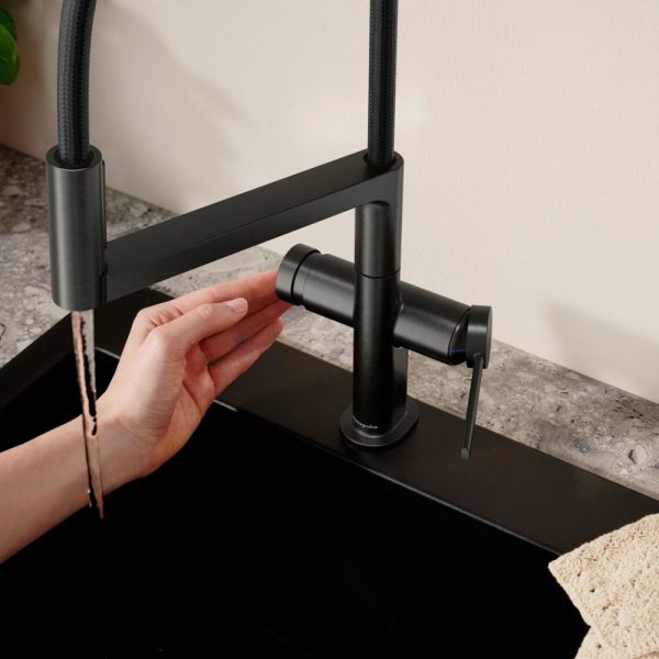 hansgrohe Talis Select M54 Einhebel-Küchenmischer, schwenkbar, 3jet, brushed black chrome