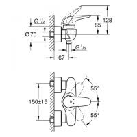 Vorschau: Grohe Eurostyle Einhand-Brausebatterie, geschlossener Hebelgriff, chrom