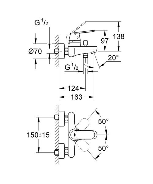 Grohe Eurosmart Cosmopolitan Einhand-Wannenbatterie, chrom