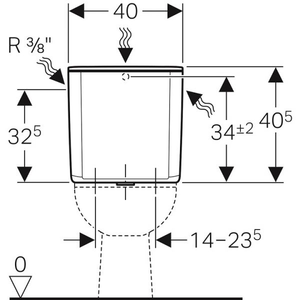 Geberit AP-Spülkasten AP128, 2-Mengen-Spülung, Wasseranschluss seitlich oder hinten mittig, weiß