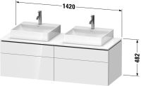 Vorschau: Duravit L-Cube Waschtischunterschrank wandhängend 142x55cm mit 4 Schubladen für Aufsatzbecken