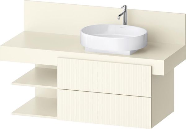 Duravit Balcoon Unterschrank 120x57x53,4cm, 2 Schubladen, 2 offene Fächer für Aufsatzbecken rechts, elfenbein matt BA50260JDID0000