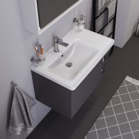 Vorschau: Duravit D-Neo Waschtisch rechteckig 80x48cm, mit Hahnloch und Überlauf, Becken links, weiß 2369800000