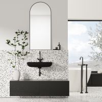 Vorschau: Steinberg Serie 440 Wandwaschtisch aus Mineo Stone mit Überlauf, matt black 4406112S