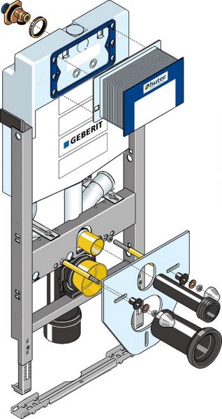 Huter Montage-Element für ein Wand-WC, Trockenbau, Vor- und Inwand für Geruchsabsaugung
