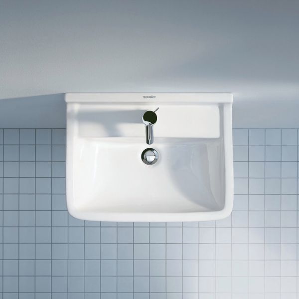Duravit Starck 3 Waschtisch rechteckig 60x45cm, 1 Hahnloch, mit Überlauf, weiß 0300600000