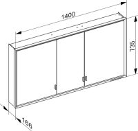 Vorschau: Keuco Royal Lumos Spiegelschrank für Wandvorbau, 3 lange Türen, DALI-steuerbar 140x73,5cm 14306172303