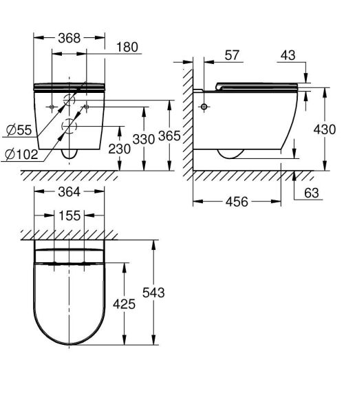 Grohe Start Round Wand-WC Set mit Soft-Close-WC-Sitz, weiß