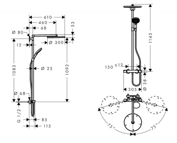 Hansgrohe Raindance Select S 300 1jet Showerpipe, chrom