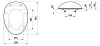 Vorschau: Laufen IL BAGNO ALESSI ONE WC-Sitz mit Deckel, abnehmbar und mit Absenkautomatik, techn. Zeichnung