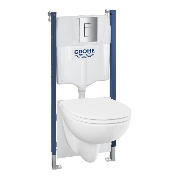 Grohe Solido Compact 5-in1 WC-Set mit Even Drückerplatte, Soft-Close-WC-Sitz, chrom 112954SH00