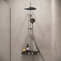 Vorschau: Duravit ShowerSystem Duschsystem mit Thermostat, Ablage, chrom/schwarz