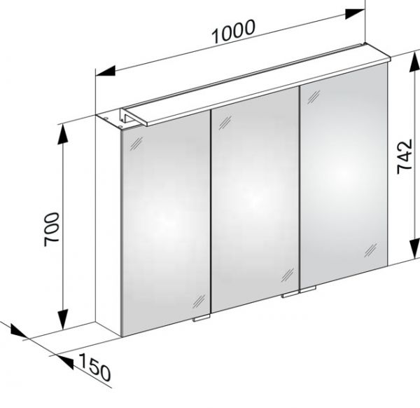 Keuco Royal L1 Spiegelschrank 100x74,2cm, silber-gebeizt-eloxiert