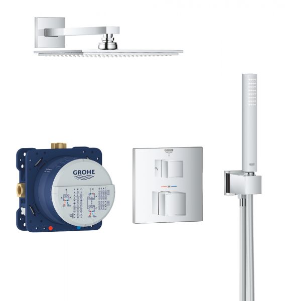 Grohe Grohtherm Cube Duschsystem Unterputz mit Rainshower Allure 230, chrom