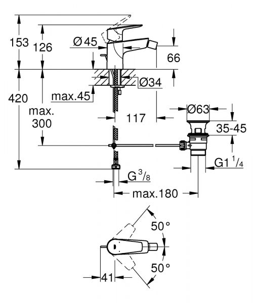 Grohe StartEdge Einhand-Bidetarmatur, chrom 23345001 3