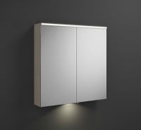 Vorschau: Burgbad Euro Spiegelschrank mit horizontaler LED-Beleuchtung, Waschtischbeleuchtung, 2tlg, 80x80cm eiche dekor flanelle