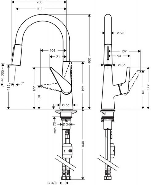 Hansgrohe Talis M51 Einhebel-Küchenmischer 200 mit Ausziehbrause, edelstahl finish