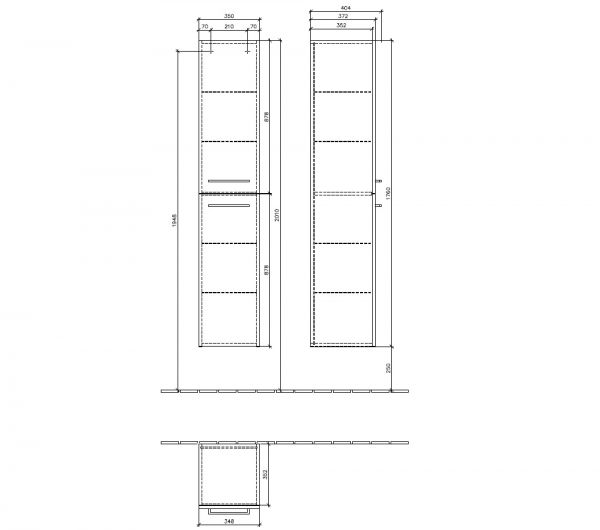 Villeroy&Boch Avento Hochschrank mit 2 Türen, Türanschlag rechts, Technische Beschreibung