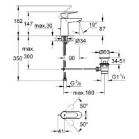 Vorschau: Grohe BauEdge Einhand-Waschtischbatterie mit Ablaufgarnitur, S-Size, chrom