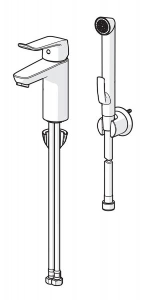 Hansa Hansacare Waschtisch-Einhand-Einlochbatterie mit Funktionsbrause, chrom