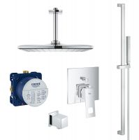 Vorschau: Grohe Eurocube Duschsystem Unterputz mit Rainshower Deckendusche eckig, chrom