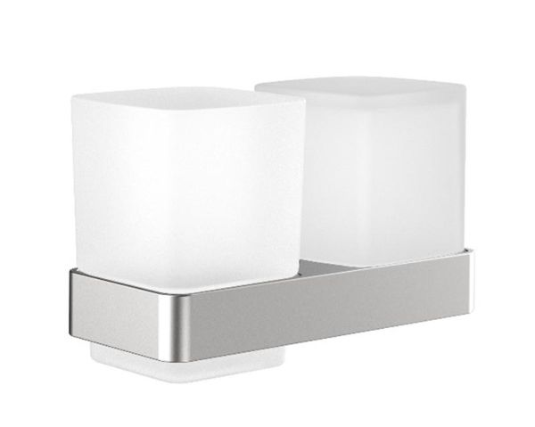 emco loft Glashalter mit Seifenspender und Becher, Kristallglas satiniert, edelstahl 053101601