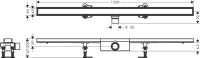 Vorschau: Hansgrohe RainDrain Compact Duschrinne 120cm, befliesbar, Standardinstallation, edelstahl gebürstet 56185000 Zeichnung