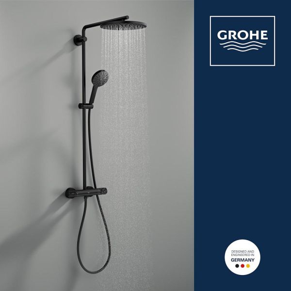 Grohe Vitalio Joy+ CoolTouch System 280 Duschsystem mit Thermostatbatterie, Aufputz, schwarz matt
