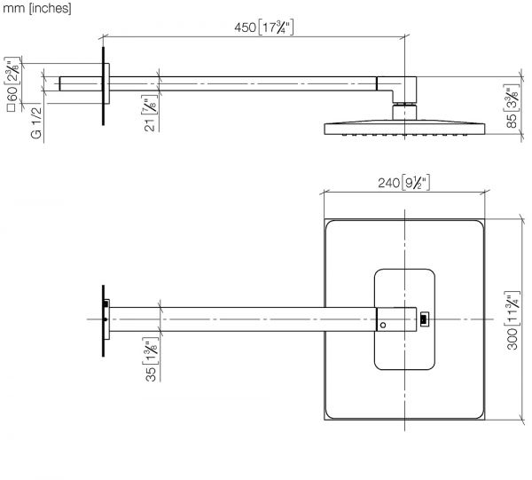 Dornbracht Regenbrause mit Wandanbindung, FlowReduce