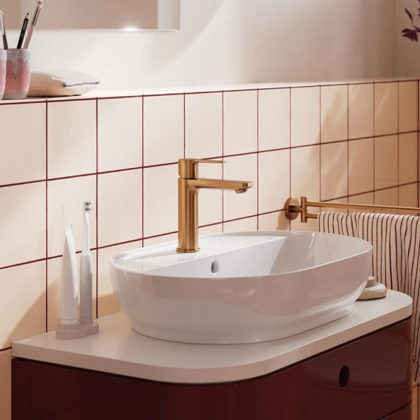 Grohe Lineare Waschtischbatterie S-Size, Push-open Ablaufgarnitur, 23106DL1 warm sunset gebürstet (11)