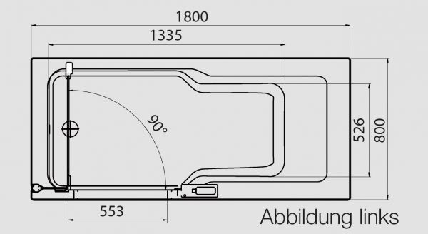 Artweger Twinline 2 Duschbadewanne für Duschtür 180x80cm, weiß