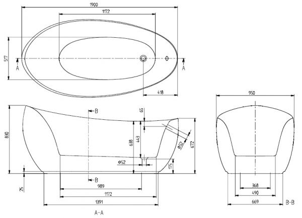 Villeroy&Boch Aveo New Generation freistehende Badewanne 190x95cm