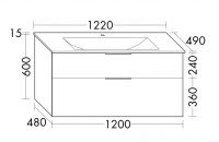 Vorschau: Burgbad Eqio Glas-Waschtisch 122cm mit Waschtischunterschrank, 2 Auszüge